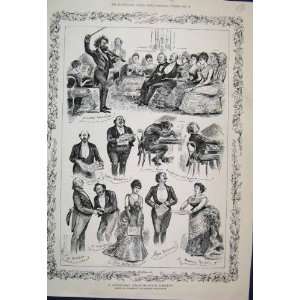  1885 Sketches Drawing Room Concert Mad Musicians