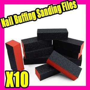    10 X Black Nail Art Buffer Sanding Block Files Gel 019 Beauty