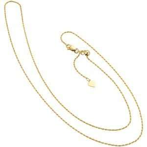  14K Yellow 01.00 mm Adjustable Rope Chain 22 Inch 