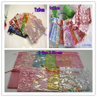 50pcs Stain assorted Organza wedding jewelry favour gift bags pouch 