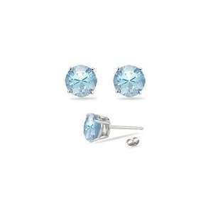 0.95 Cts of 4.5 mm Round AA Blue Zircon Stud Earrings in 