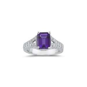  0.51 Cts Diamond & 2.25 Cts Amethyst Ring in 18K White 