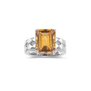 0.08 Ct Diamond & 4.41 Cts Citrine Ring in 14K White Gold 