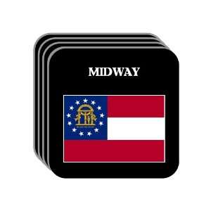 US State Flag   MIDWAY, Georgia (GA) Set of 4 Mini Mousepad Coasters