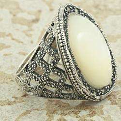   Mother of Pearl and Marcasite Cocktail Ring (Thailand)  