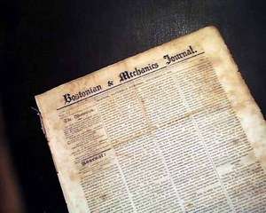 Rare 19th Century BOSTON MA Massachusetts1822 Newspaper  