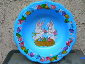   Easter Bunny Large Blue Plastic Chip Food Party Bowls 13  