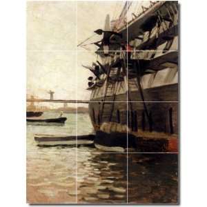 James Tissot Ships Floor Tile Mural 23  12.75x17 using (12) 4.25x4.25 