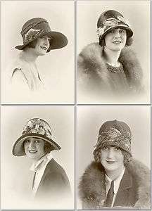 1920s hat fashion millinery flappers   lot of 4 photos  