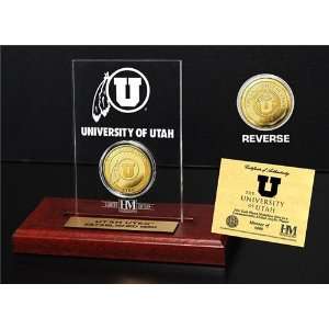   University of Utah Utes 24KT Gold Coin Etched Acrylic Sports