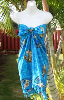   TURTLES HIBISCUS Sarong Hawaii Hawaiian Beach Cover up Wrap Tube Dress