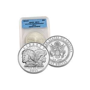  2011 Army Silver Dollar   Uncirculated   Certified 70 