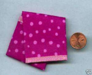 Miniature Dollhouse Blanket / Rose Pink Dots  