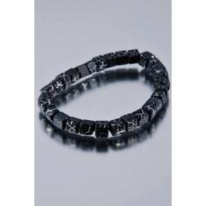 DyOh Spiritual Jewelry   6mm Desert Sun Cracked Black/Silver Cube Bead 