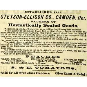  1889 Ad S E Tomatoes Stetson Ellison Camden Peach Fruit 