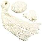   Fiorentina Womens Chunky Knit Set (Hat, scarf, gloves) Ivory One Size