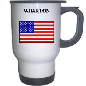  US Flag   Wharton, Texas (TX) White Stainless Steel Mug 