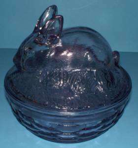 Longaberger 2004 Lavender Glass Bunny Dish ~ NEW  