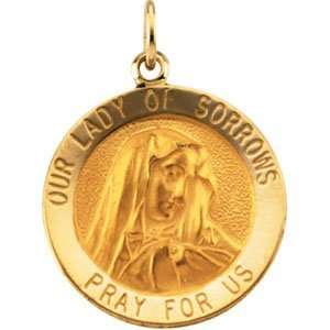    14K Yellow Gold 18.00 MM Our Lady Of Sorrows Medal Jewelry