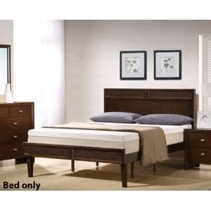  Queen Size Platform Bed with Woven Pattern in Brown Finish 