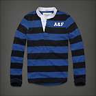 NWT Abercrombie & Fitch Mens Orebed Brook Henley Shirt AF Logo Blue 
