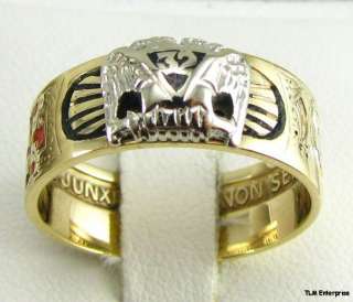   Rite Masonic Symbol Band   10k Gold Masons Ring Shriners 32nd Degree