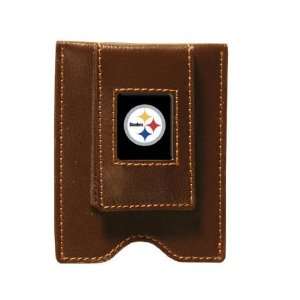  Pittsburgh Steelers Brown Leather Money Clip & Card Case 