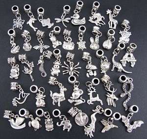 Wholesale 40p Mix Tibetan Silver Animal Dangle Beads Fit Charm 