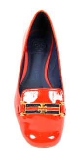   Auth TORY BURCH Red Navy Blue PATENT LEATHER FLATS SHOES 6  