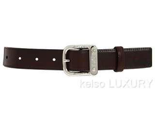 DOLCE & GABBANA D&G Mens Silver Buckle Brown Leather Belt Size 40 IN 