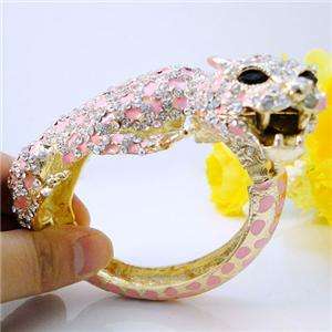   Leopard Bracelet Bangle Swarovski Crystal Animal Panther Cuff  