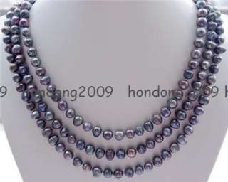 64 LONG DARK GRAY CULTURED FRESHWATER PEARL NECKLACE  