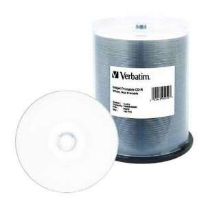  Verbatim White Inkjet Hub Printable 52X CD R Media 100 
