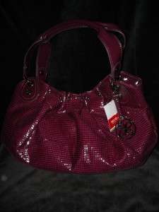 Great Looking Relic Hobo Handbag, Berry Faux Patent Leather, Brand New 