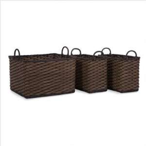 Three Piece Natural Rattan Basket Set