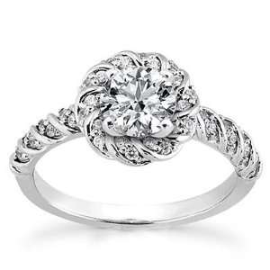  Halo Style Diamond Engagement Ring in 14K White Gold 