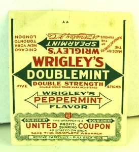   Wrigleys Doublemint Spearmint Gum Wrapper W/United Coupon  