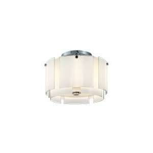   Light Semi Flush Mount in Polished Chrome with White wClear Edge glass