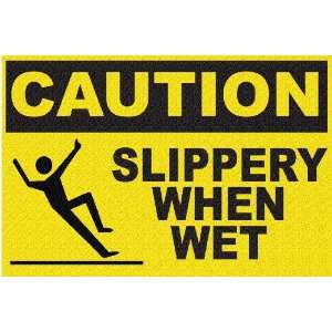 FloorSignage Concrete Graphics Hazard Warning Sign, CAUTION SLIPPERY 