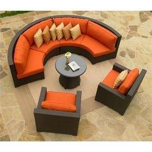 Melrose Wicker Curved Sectional and Club Chairs Patio 
