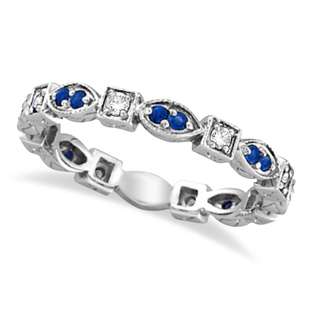 Allurez Blue Sapphire Ring Band 14k White Gold by Morris and David (0 