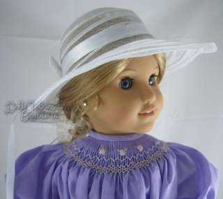   Smocked Dress, Bloomers, Half Slip, Hat fits American Girl Doll  