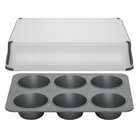 Reston Lloyd 6 Cup Jumbo Muffin Pan with Lid   Grey   Grey   3H x 9 