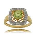 Amour 10k White Gold Green Amethyst and Diamond Ring,( .1 cttw, G H 