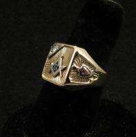 Vintage Freemason Masonic Diamond 10K Solid Gold Mens Ring Size 9 3/7 