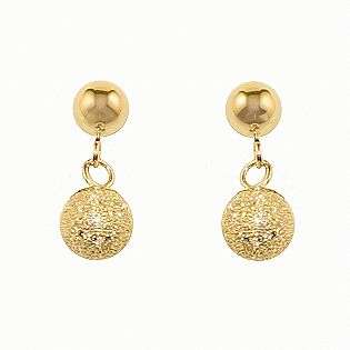 10Kt Yellow Gold Laser Ball Drop Earrings  Jewelry Earrings Gold 
