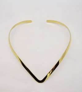 New Shiny Gold Tone V Shaped Choker Collar Necklace  