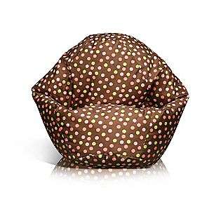 Classic Small Bean Bag   Brown w/Pink Dots  American Furniture 