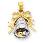 Jewelry Adviser pendants 14k Two tone Bell with Holly & Bow Pendant