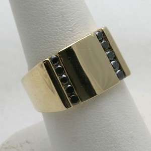 NEW 14k yellow gold BLACK diamond mens ring 1/2 carat  